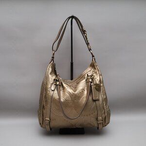 Coach 2010 Embossed Gold Studded Leather Alex Satchel